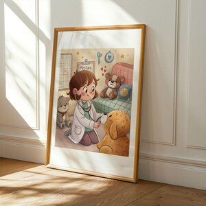Aspiring Veterinarian 2 Wall Art - Poster & Canvas Nursery Decor for Kids Room | Inspirational Career Art for Children - Unique Gift