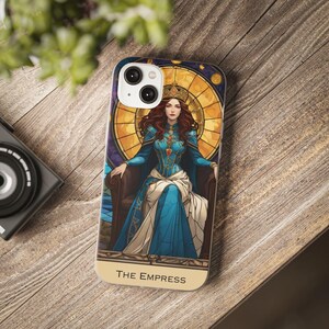 The Empress Tarot-telefoonhoesje, boho-stijl, tarotkaartontwerp, hemelse esthetiek, uniek cadeau voor haar, flexibele telefoonhoes