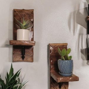 Rustic Walnut Candle Holder, Farmhouse wall candle holders