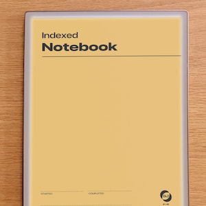 Puede incluir: Un cuaderno digital amarillo con el texto "Indexed Notebook" en la portada. El cuaderno está diseñado para el reMarkable Paper Pro y cuenta con 48 páginas totalmente hipervinculadas. El cuaderno tiene estilos de página de línea, cuadrícula de puntos y página en blanco.