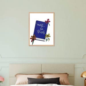 Realtà? No grazie / Stampa artistica incorniciata disegnata a mano con fiori per angoli di lettura accoglienti (nessuna stampa digitale)