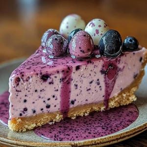 Pastel Easter Blueberry Cream Cheesecake Recipe PDF - Instant Download