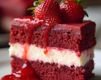 Best Strawberry Red Velvet Cheesecake Recipe – Creamy Strawberry Dessert – Instant Digital Download PDF