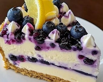Lemon Blueberry Cheesecake Recipe PDF - Instant Download