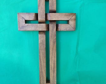 Wooden Cross Wall Decor, Handcrafted 3D Woven Christian Cross, Rustic Farmhouse Art, Unique Baptism Confirmation Wedding Housewarming Gift