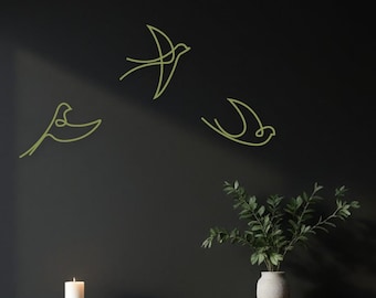 3-Piece Bird Metal Wall Art Set, Bird Wall Art, Wall Decor, Minimal Wall Hanging Set, Modern Home Gift, Unique Home Decor, Birds