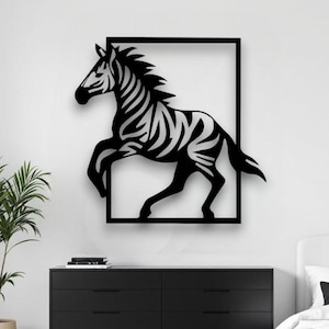Geometric Zebra Metal Wall Art | Modern Safari-Inspired Decor | Abstract Animal Wall Hanging | Unique Home & Office Gift