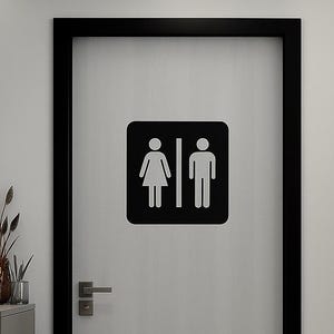 Metall Toilettenschilder Wandkunst | Moderne Toiletten Türschilder | WC-Türschild-Set | Minimalistisches Badezimmer Wand Dekor