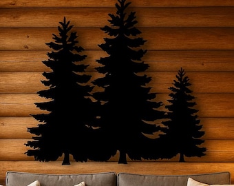 Pine Tree Metal Wall Art | Mountain Cabin Wall Decor | Rustic Nature-Inspired Wall Hanging for Home, Living Room & Entryway
