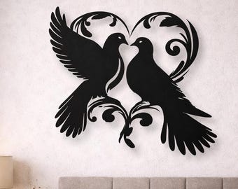 Love Birds Metal Wall Art | Romantic Couple Bird Wall Decor | Valentine’s Day Special Metal Wall Accent for Couples
