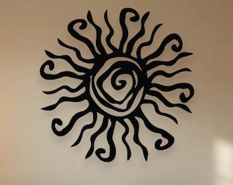 Wacky Spiral Sun Metal Wall Art, Whimsical Outdoor Decor, Unique Garden & Patio Accent, Playful Sun Sculpture, Summer Wall Hanging