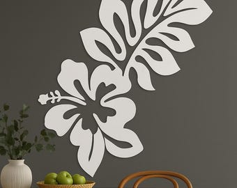 Hibiscus Flower Outdoor Garden Metal Wall Art, Tropical Flower Decor, Patio Wall Accent, Metal Floral Sculpture, Backyard Art, Garden Gift