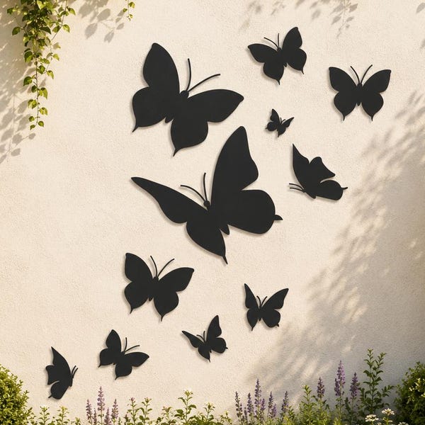 Metal Butterfly Wall Decor Set, Modern Nature Inspired Insect Art