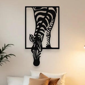 Geometric Zebra Metal Wall Art | Modern Animal Decor | Abstract Safari-Inspired Wall Hanging | Unique Gift for Home or Office