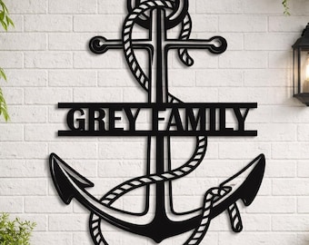 Custom Nautical Anchor Metal Wall Decor | Personalized Sea-Themed Name Sign | Coastal Home Accent & Thoughtful Gift for Sailors