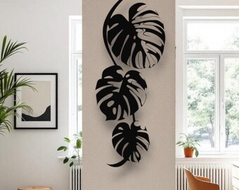Monstera Leaf Metal Wall Art, Tropical Decor, Botanical Wall Hanging