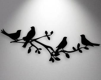 Metal Wall Art - Birds on a Branch Metal Wall Decor| Bird Lovers Gift | Metal Garden Art | Metal Tree Art | Outdoor Home Decor | Birds Art