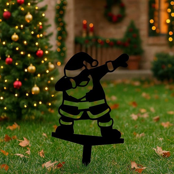 Lustiger Weihnachtsmann Metall Garten Dekor | Weihnachten Outdoor Yard Ornament | Humorvolle Weihnachtsdekoration & perfektes Neujahrsgeschenk