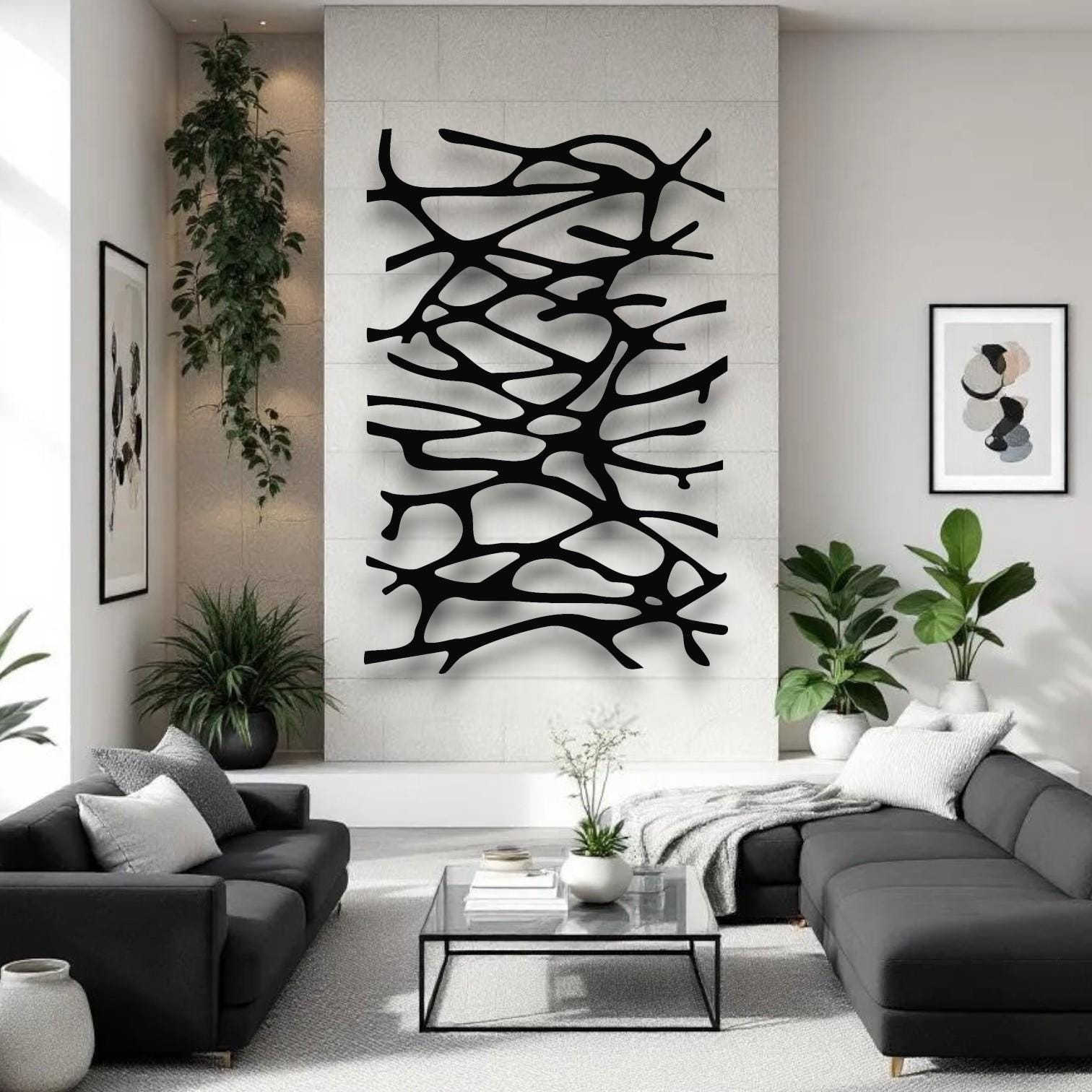 Abstract Tree Metal Wall Art | Modern Organic Black Decor | Minimalist ...
