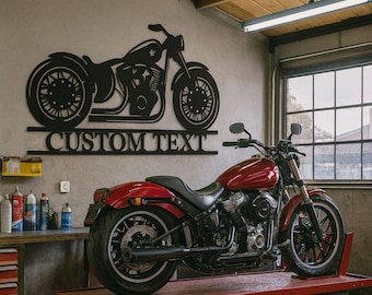 Decorazione murale in metallo personalizzata per motociclette, insegna personalizzata per garage da motociclista, arredamento vintage per moto.
