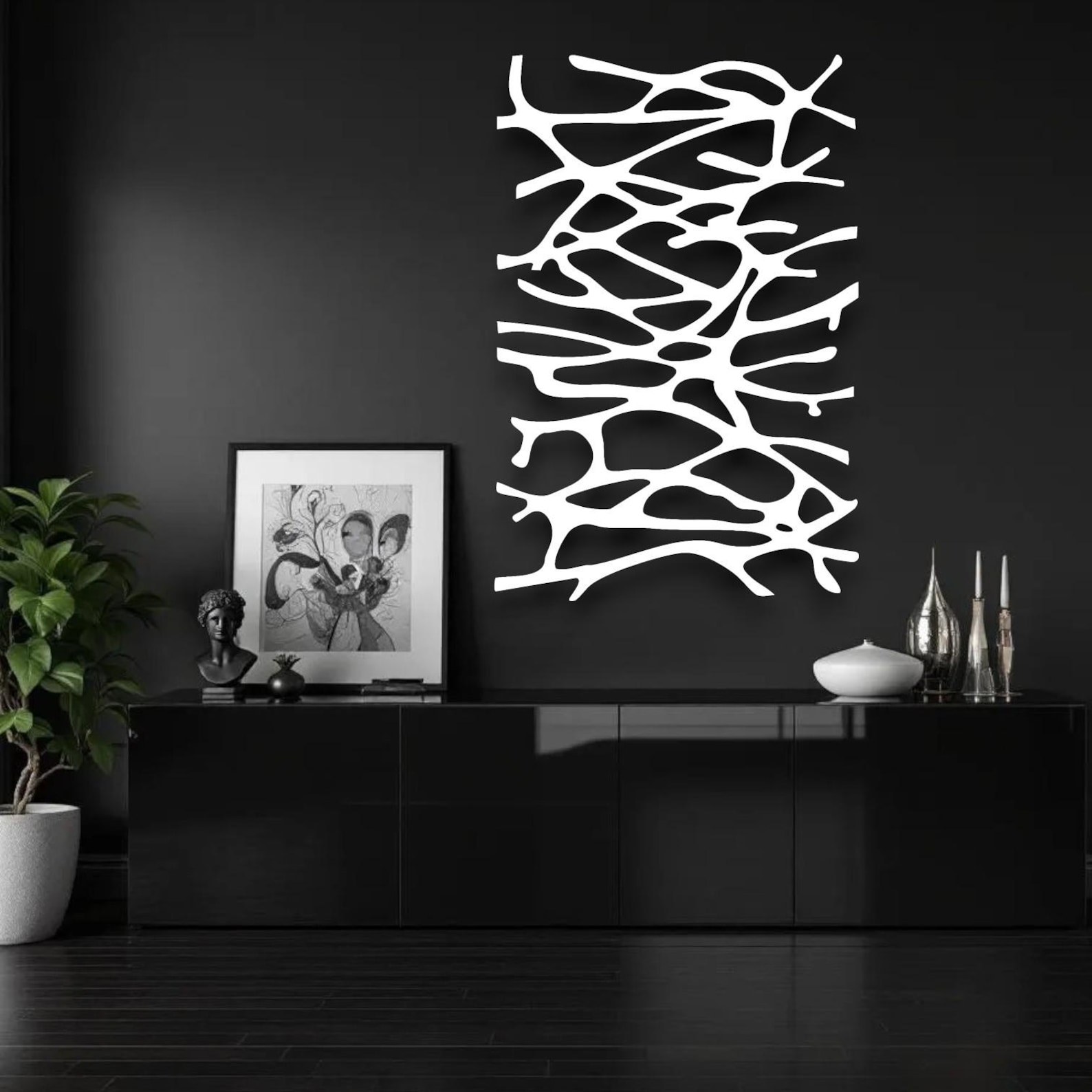 Abstract Tree Metal Wall Art | Modern Organic Black Decor | Minimalist ...