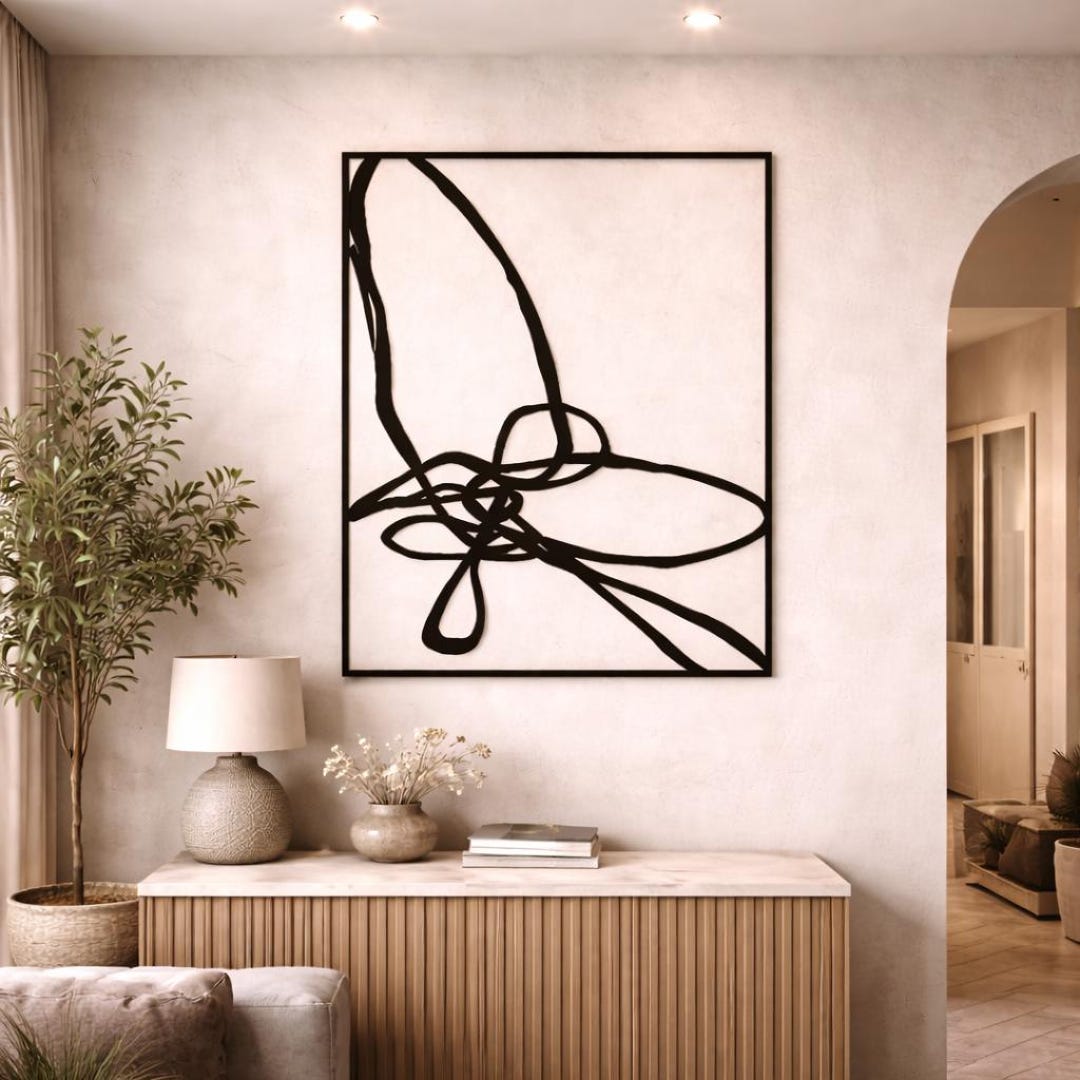 Abstract Line Metal Wall Art – Minimalist Modern Decor – Contemporary ...