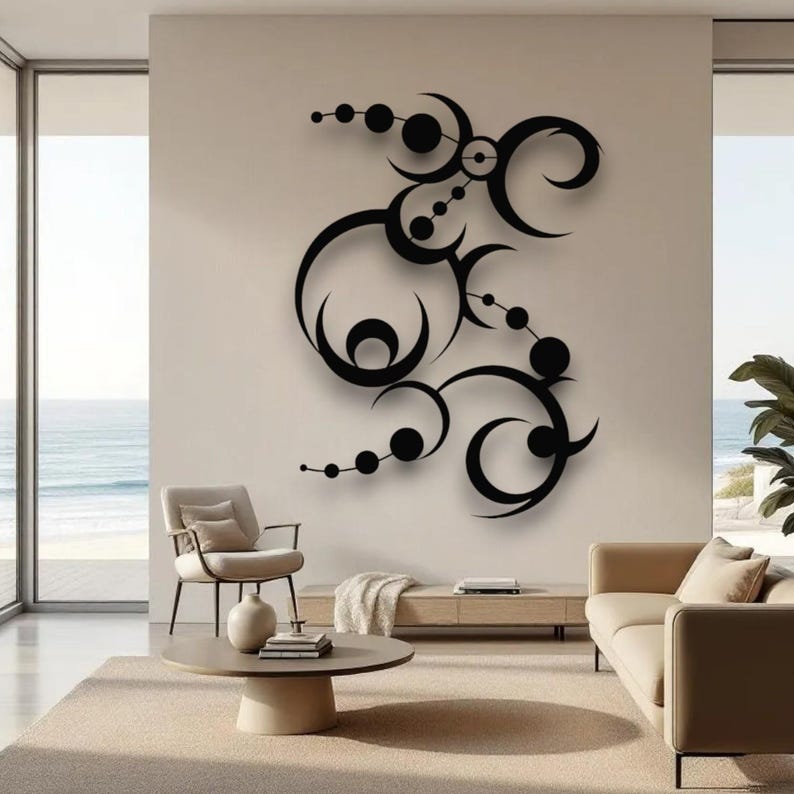 Abstract Metal Wall Art, Mid Century Modern Decor, Luxury Style Wall ...
