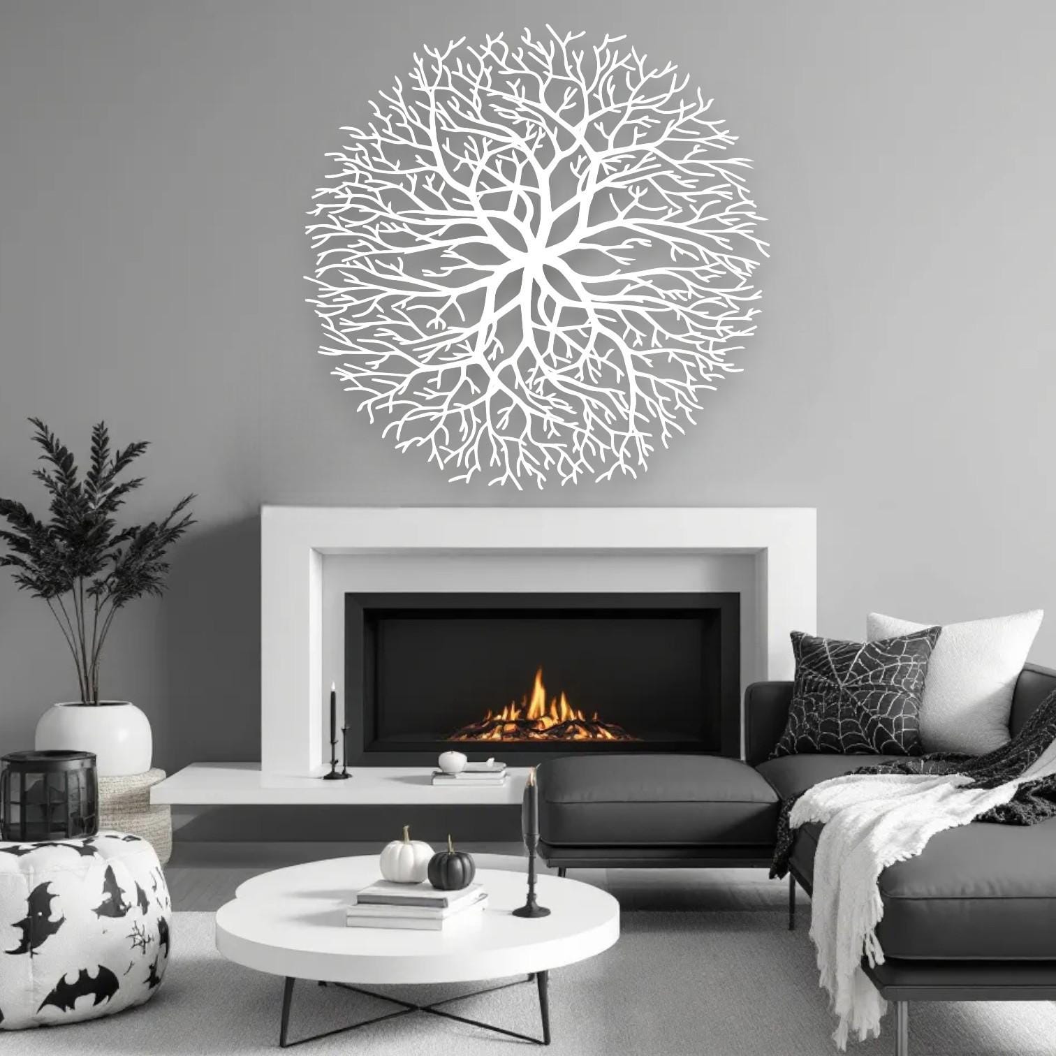 Tree of Life Round Metal Wall Art | Large Family Tree Sculpture ...