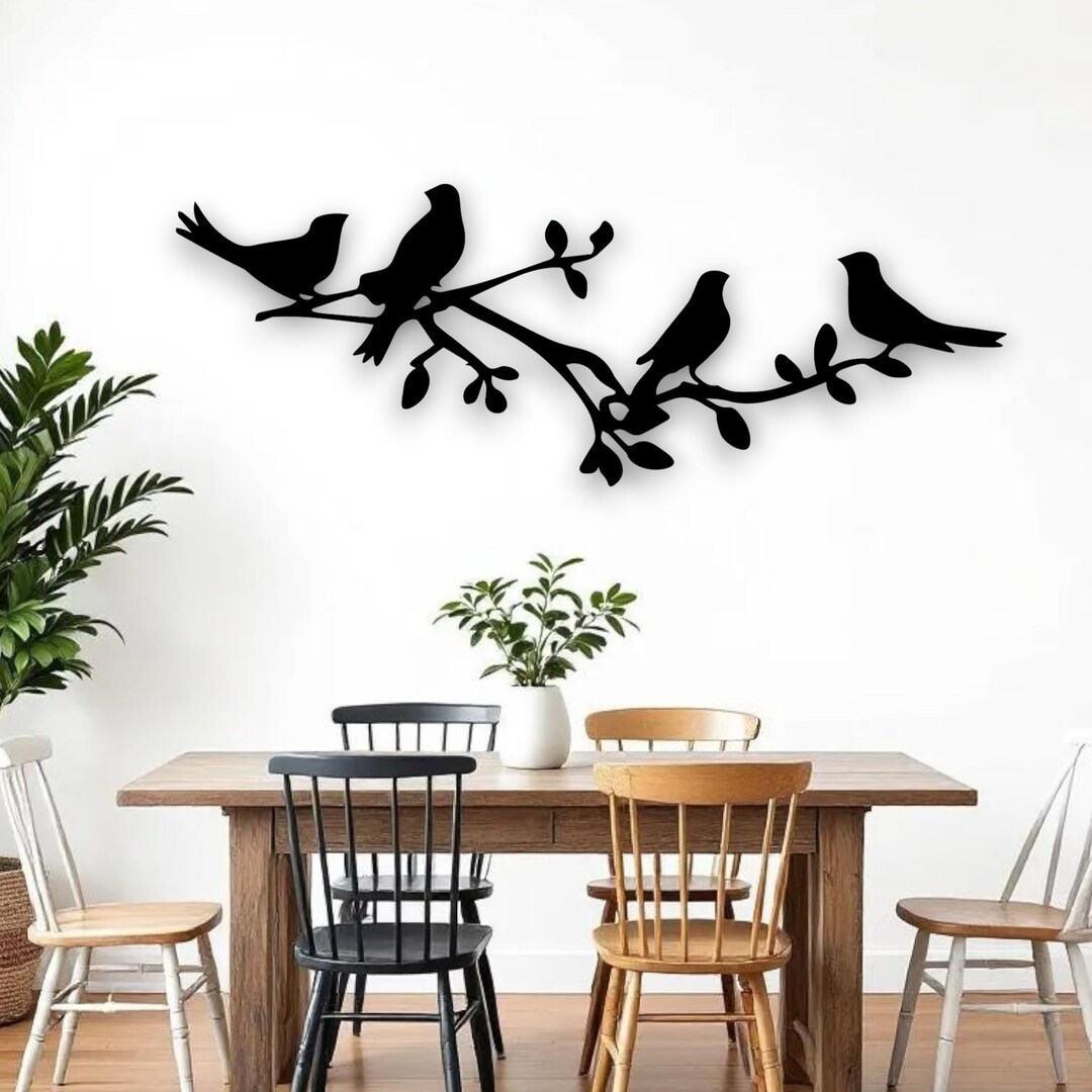 Modern Bird Branch Metal Wall Art – Elegant Nature Silhouette Décor - Etsy