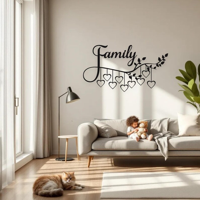 Family Tree Branch Metal Art | Custom Steel Wall Decor | Modern Family ...