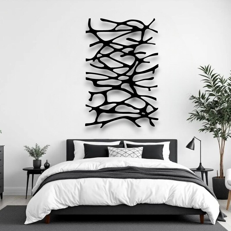 Abstract Tree Metal Wall Art | Modern Organic Black Decor | Minimalist ...