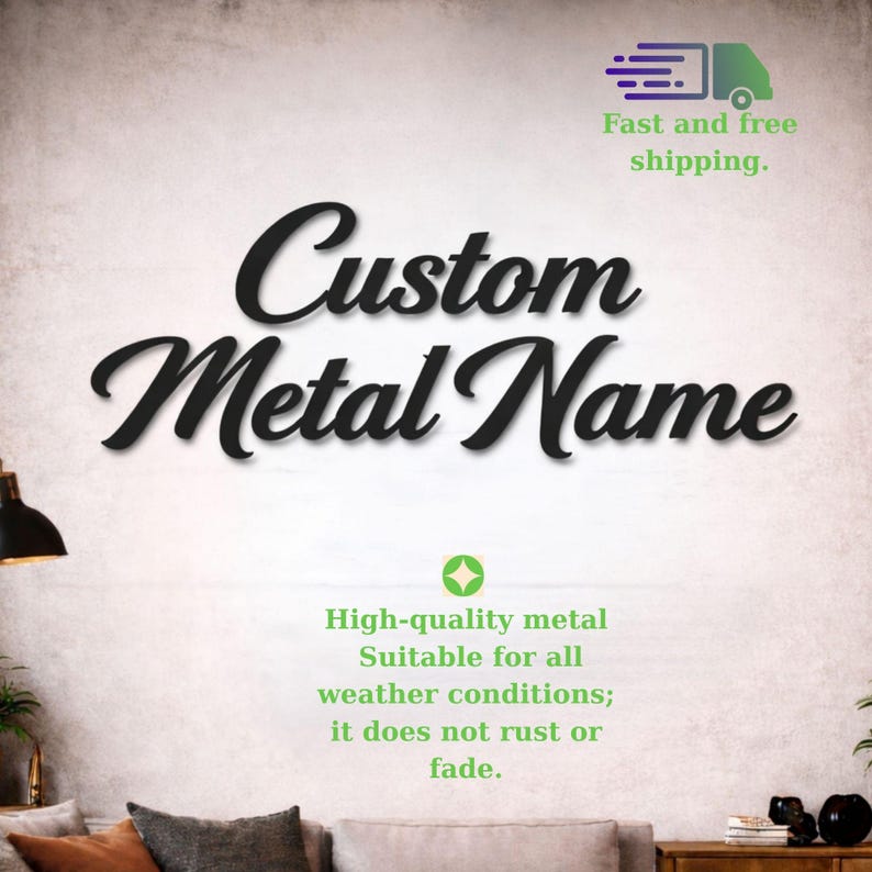 Personalized Metal Letter Wall Art – Custom Cursive Name Sign – Elegant ...