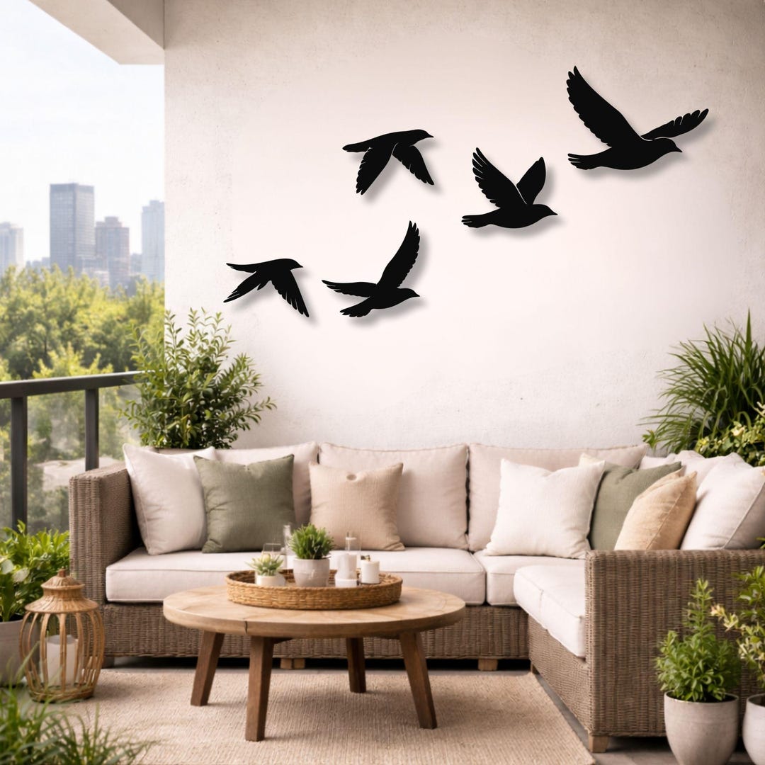 5-bird Flying Silhouette Metal Wall Art Set – Minimalist Bird Wall ...