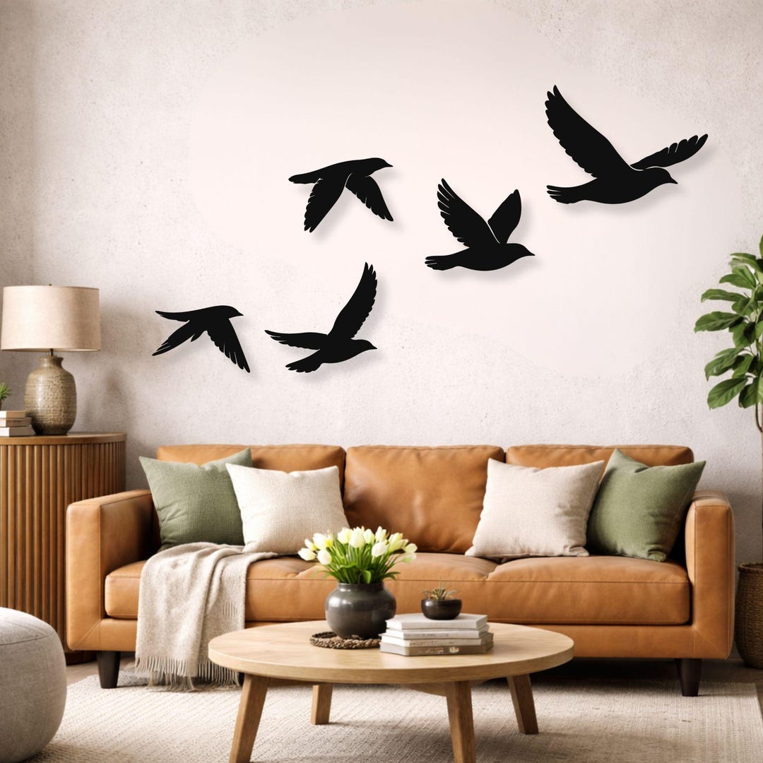 5-piece Flying Birds Metal Wall Art Set – Minimalist Bird Silhouette ...