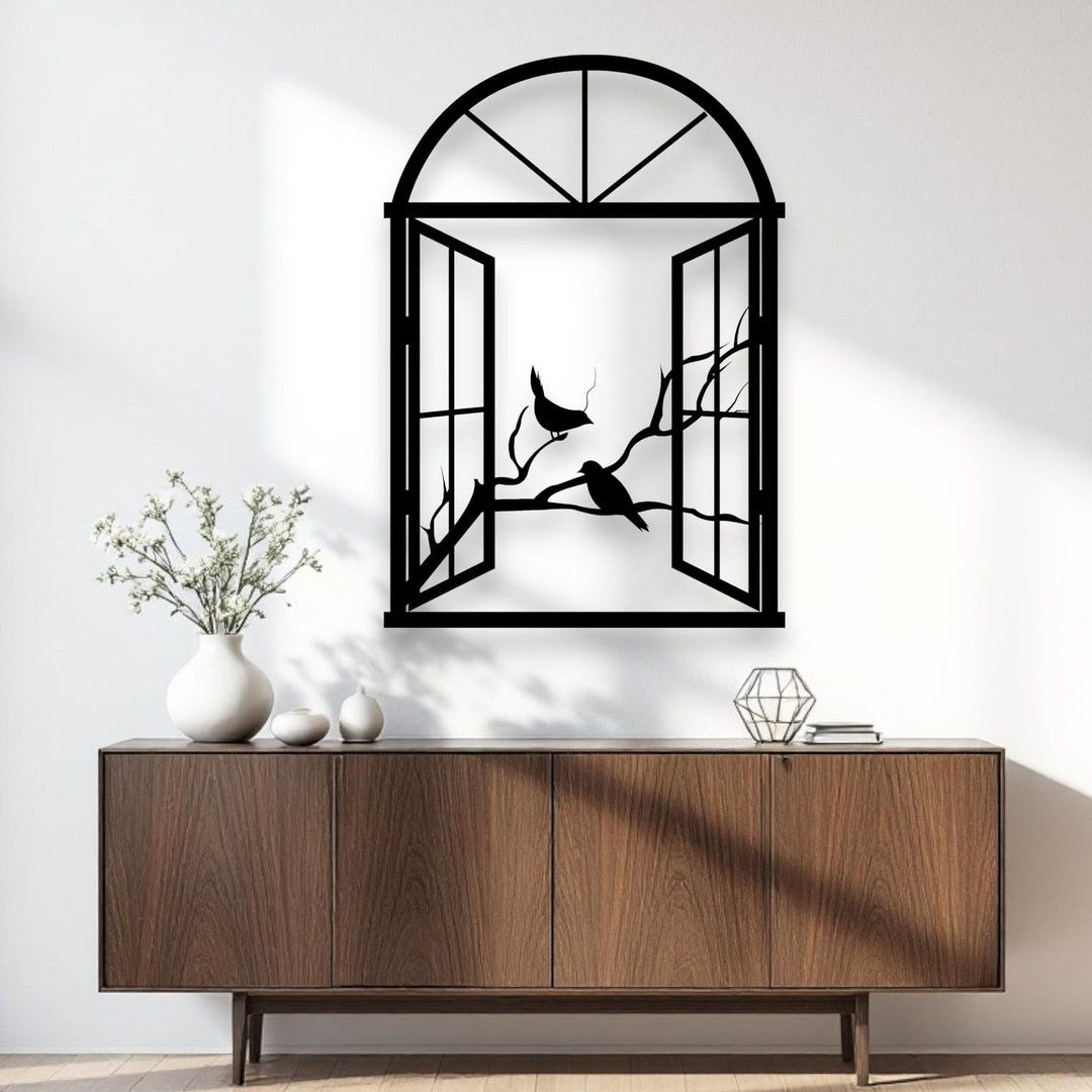 Metal Window Frame Wall Art, Bird Scene, Nature Lover Gift - Etsy