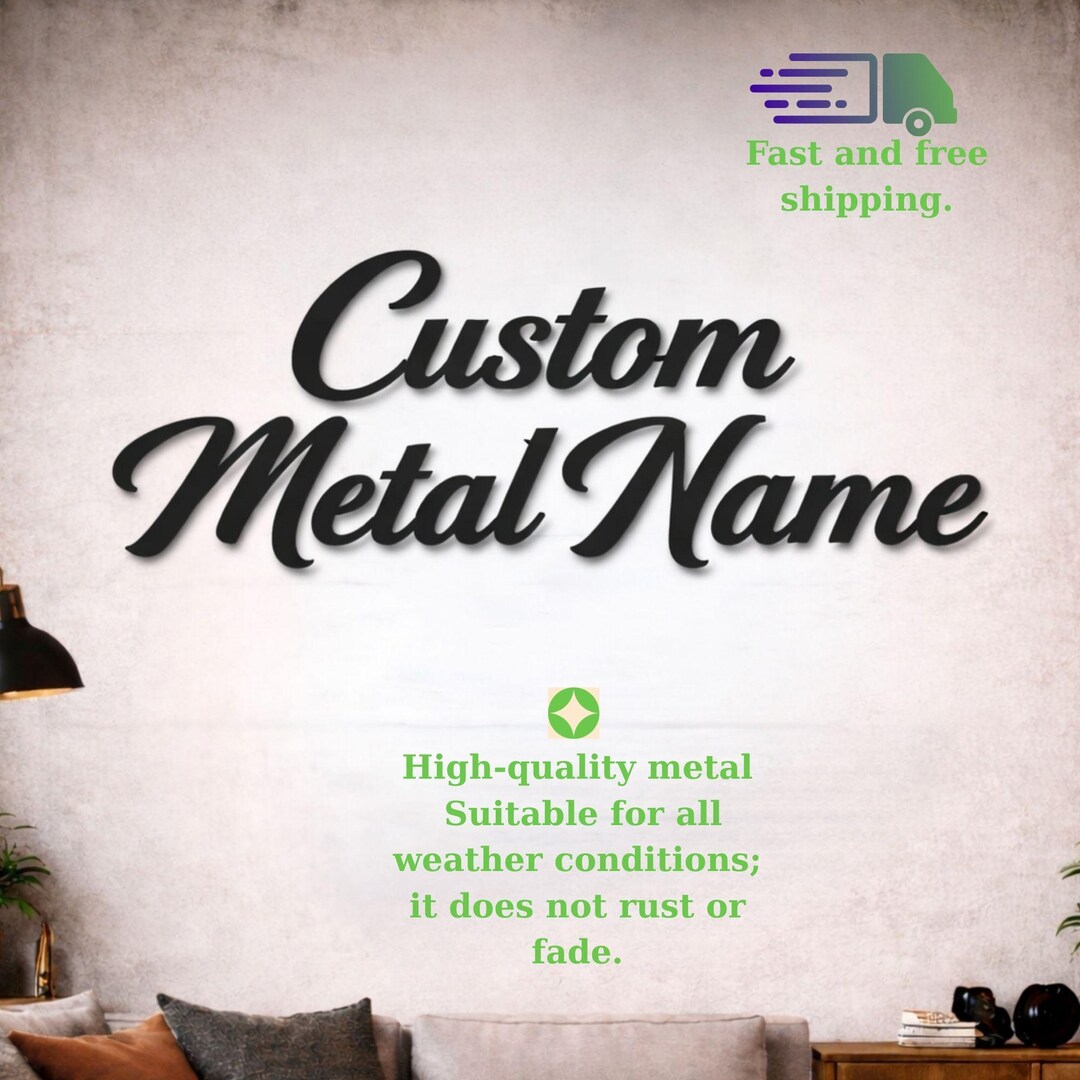 Metal Script Custom Metal Script Word Sign, Personalized Wall Decor - Etsy