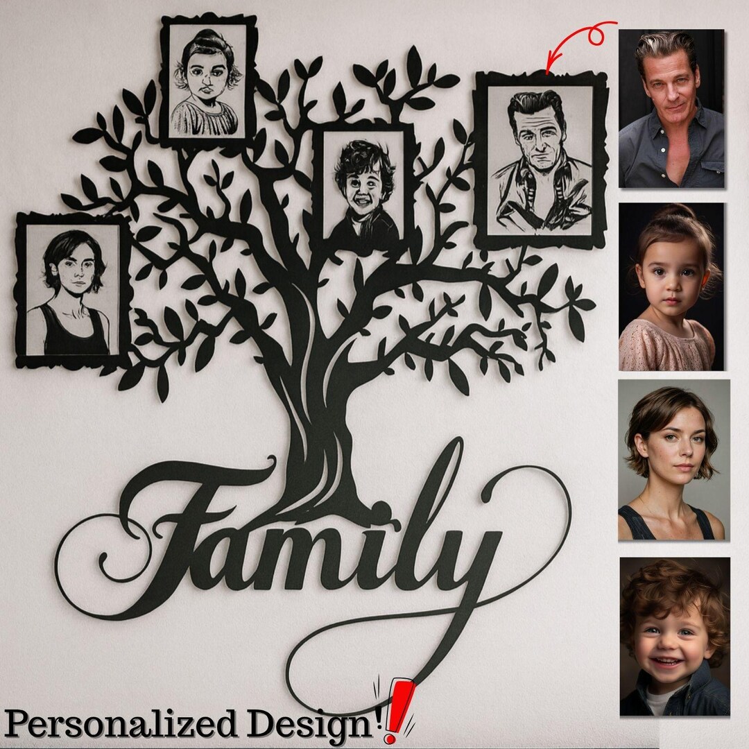 Personalized Family Tree Metal Wall Art | Custom Family Portrait ...