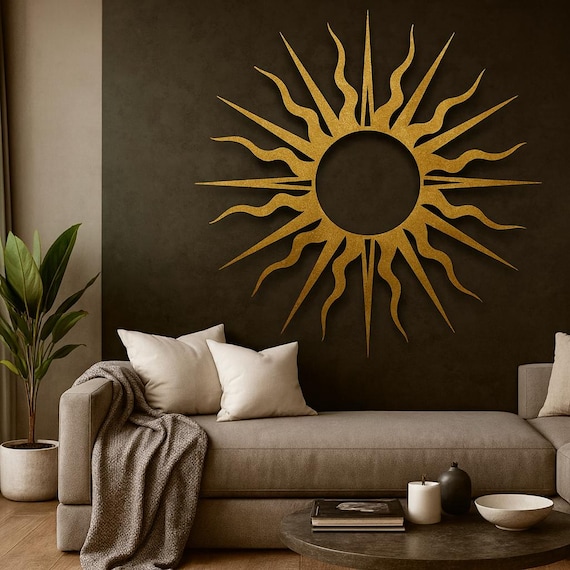 Sun Metal Wall Decor, Heat Colored Metal Sunrise Sign, Garden Wall Art, Handmade Yard Hanging Metal Sunrise Art, Room Decor, Home Decor