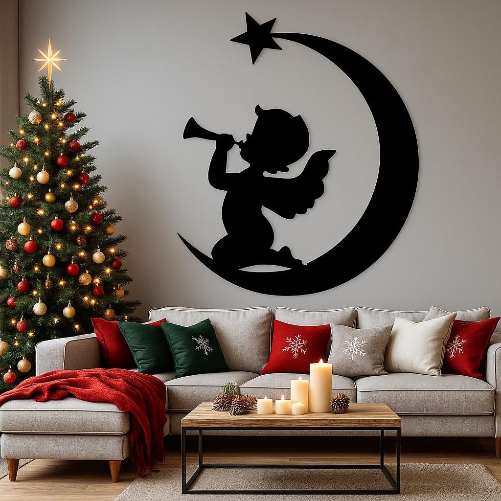 Christmas Angel Metal Wall Art Elegant Holiday Angel Decoration…