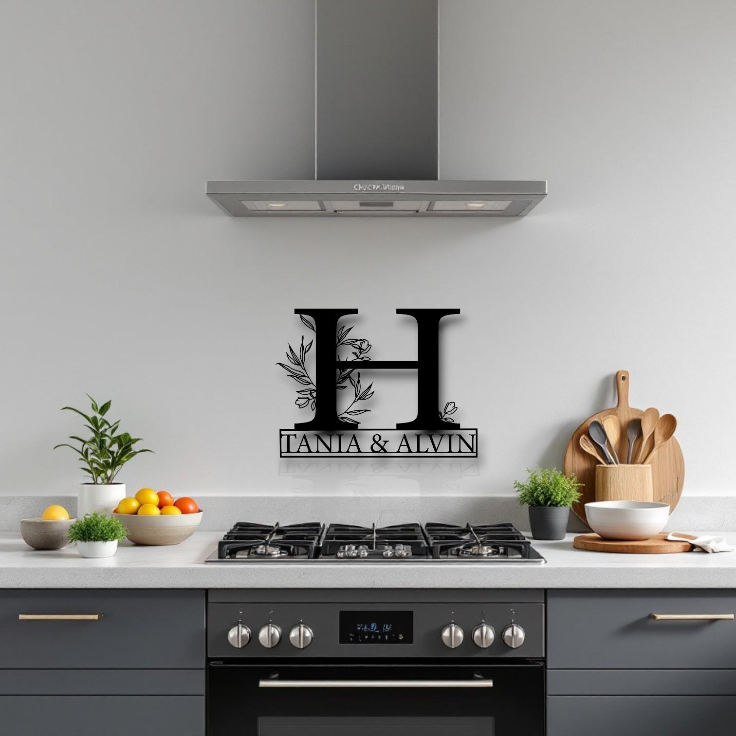 Custom Name Sign, Last Name Sign, Metal Name Sign, Personalized Metal Monogram Sign, Nursery Name Sign, Housewarming Gift, Door Hanger Decor