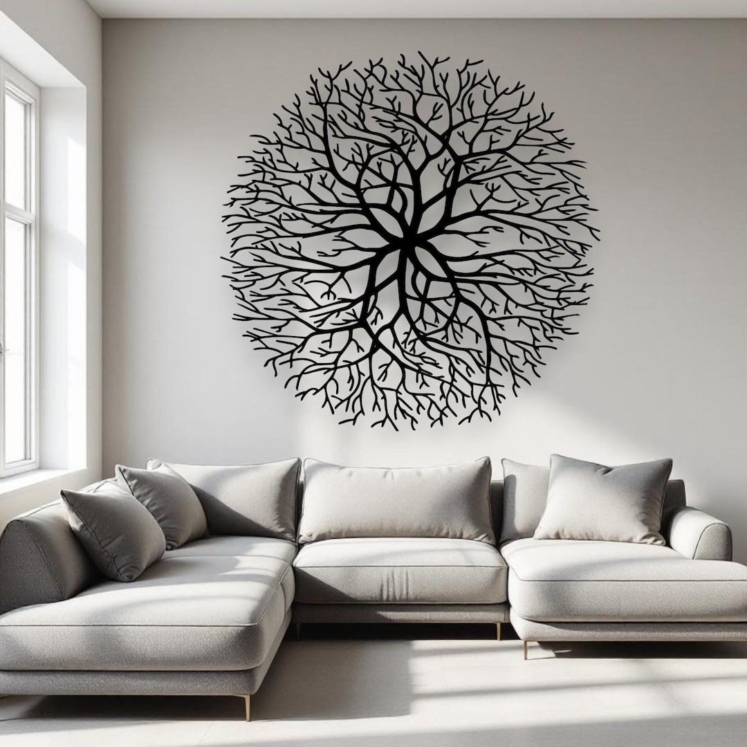 Tree of Life Round Metal Wall Art | Large Family Tree Sculpture ...