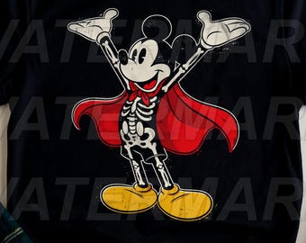 Musse Pigg Skelett Vampyr Tröja, Disney Halloween T-shirt, Läskig Musse Pigg Kostym, Bus eller godis Fest, Höst Park Semester Gåva Outfit Topp