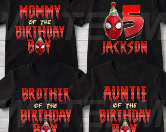 Camiseta personalizada de Spiderman para el 5.º cumpleaños, sudadera personalizada de Spiderman para niño de 5 años, regalo de camiseta familiar a juego de Spidey para el 5.º cumpleaños