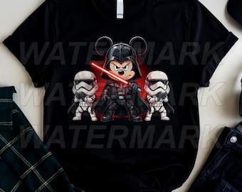 Mickey Mouse Darth Vader Shirt, Star Wars Disney Tee, Stormtrooper Villain Outfit, Galaxy Family Vacation Gift for Kids Adults Fan Trip