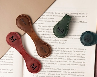 Gepersonaliseerde magnetische leren boekenlegger, gegraveerde magnetische boekenlegger, boekaccessoires, cadeaus voor boekenliefhebbers, kerstcadeaus