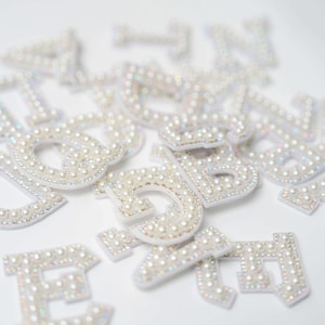 Parche de letra de perla láser de diamante de color personalizado, parche de letra, parche de letra personalizado, parche termoadhesivo, parche adhesivo, calcomanía, novia DIY