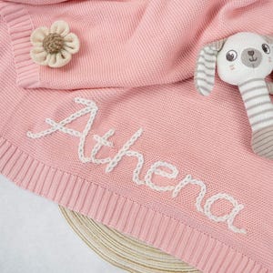 Baby Blanket with Hand Embroidered Name - Gift for Baby Showers and Newborns