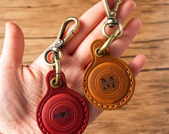 Personalized Leather AirTag Holder Case, Custom Dog & Cat Tracker, Pet Airtag, Father's Day gift