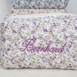 Floral Make-up Tasche-Personalisierte bestickte Kosmetiktasche-Süße kleine Blume Kulturbeutel-Perfekte Geschenk für Sie, Brautjungfer, beste Freundin