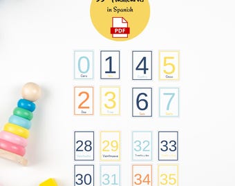 Spanish Number Flashcards | Numbers 0 to 35 | Printable PDF for Kids